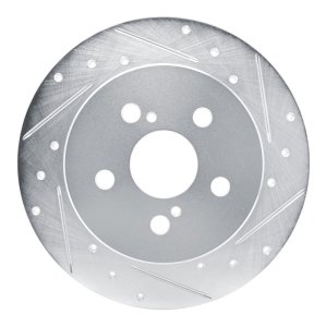 Toyota Corolla Brake Rotor (1) - Rear Right - R1 Concepts - Drilled & Slotted - Silver - `19-`25